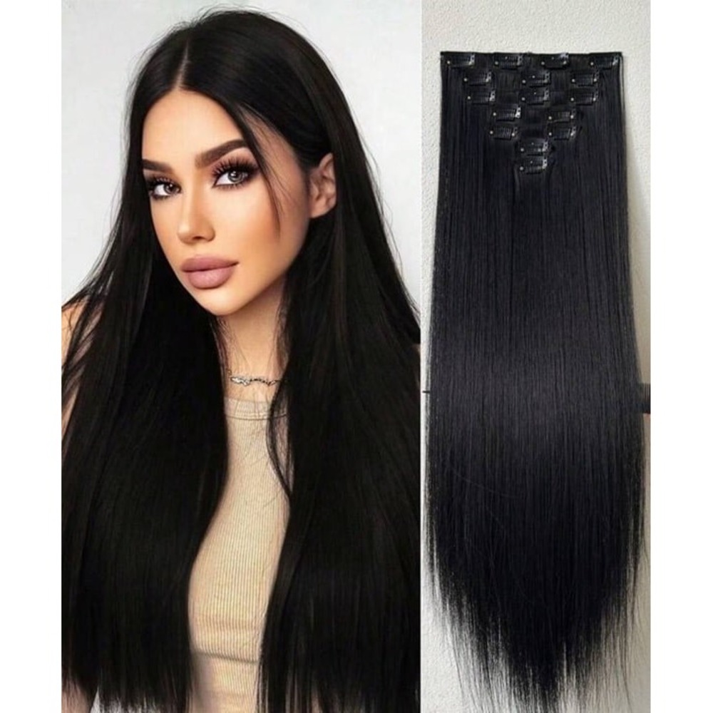Long Clip‎ ins Black Hair Extensiones 24 In